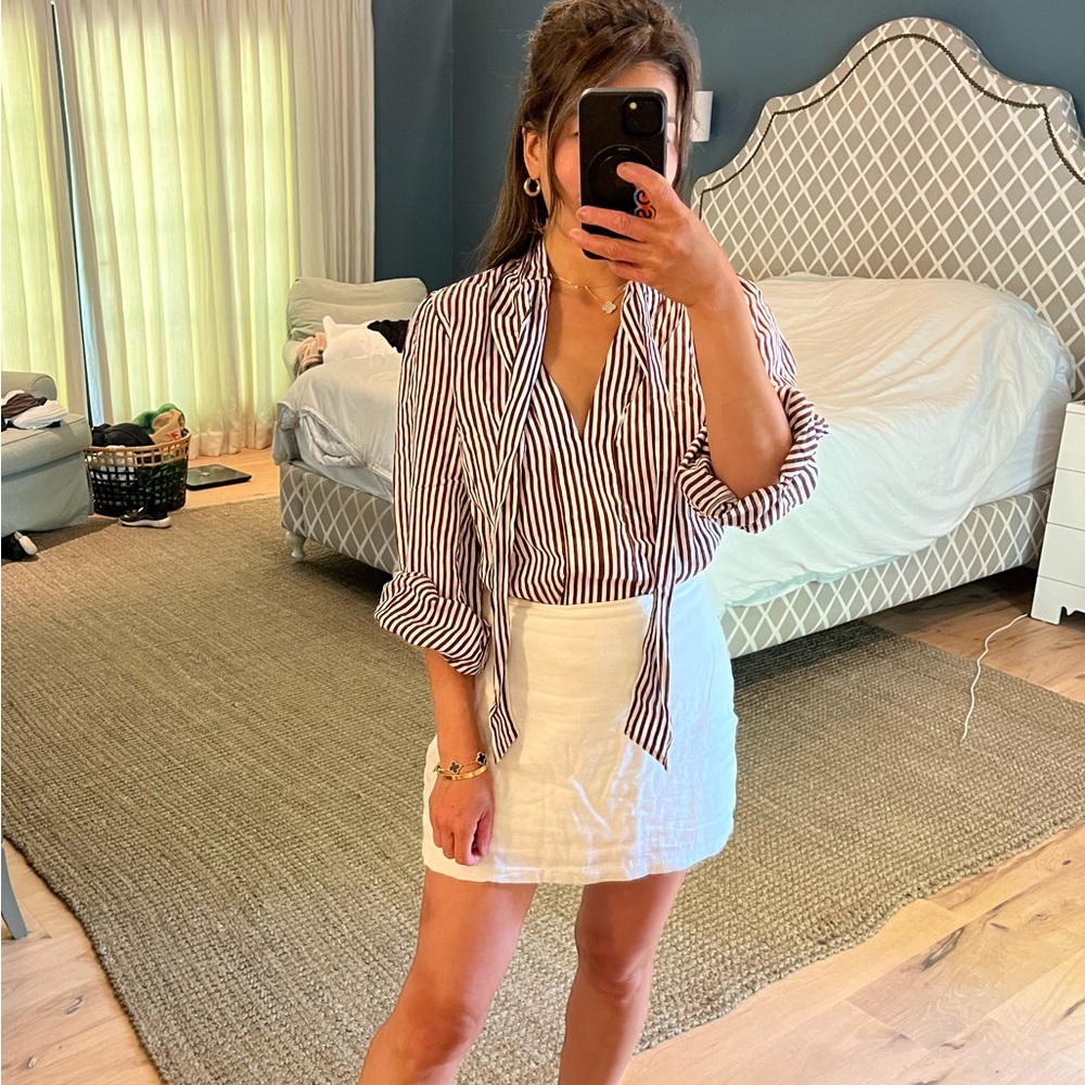 [SOLD] Anthropologie Maeve Striped blouse with tie